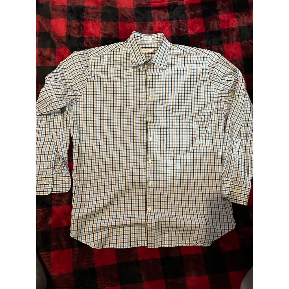 Peter‎ Millar Multicolor Plaid Dress Shirt Mens Size XL Long Sleeve Button Down